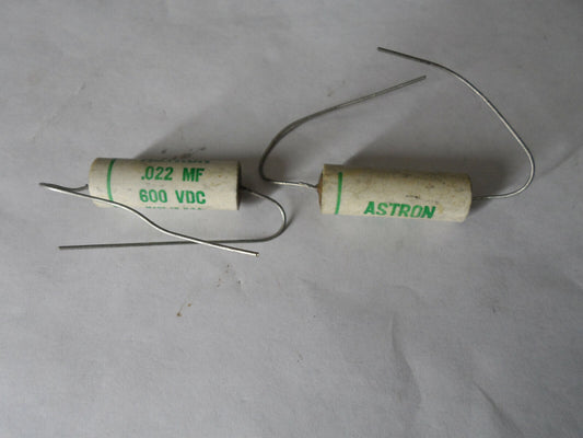 2 NOS Vintage Astron .022 600v Capacitors Tone Caps