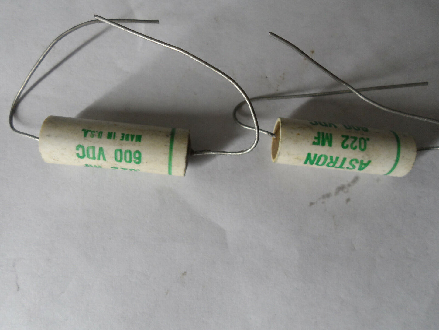 2 NOS Vintage Astron .022 600v Capacitors Tone Caps