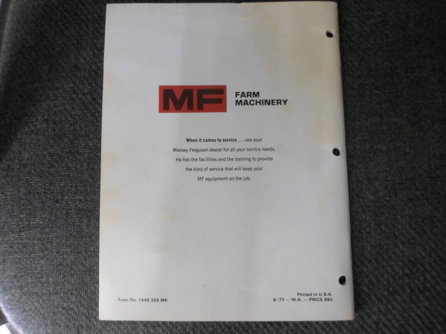 1979 MASSEY-FERGUSON MF 255 265 275 MF255 MF265 MF275 TRACTOR OPERATORS MANUAL