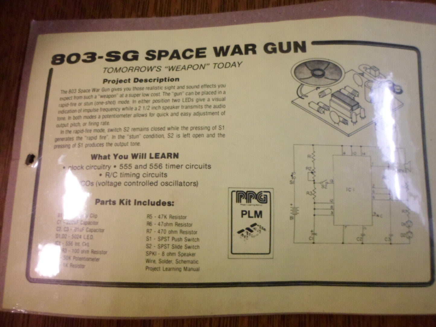 Vintage PPG Space War Gun Tone Sounds Science Fair Electronic Project Kit