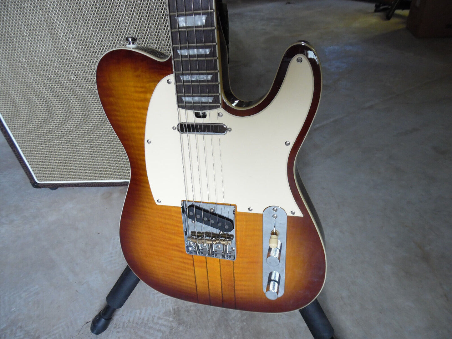 Hamiltone " Curly Maple " T Caster style Ltd Edition Neck Through Body Guitar