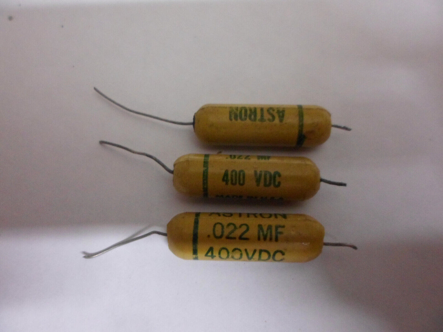 3 Astron .022 uF 400V Yellow Mustard Tone Amp Capacitors