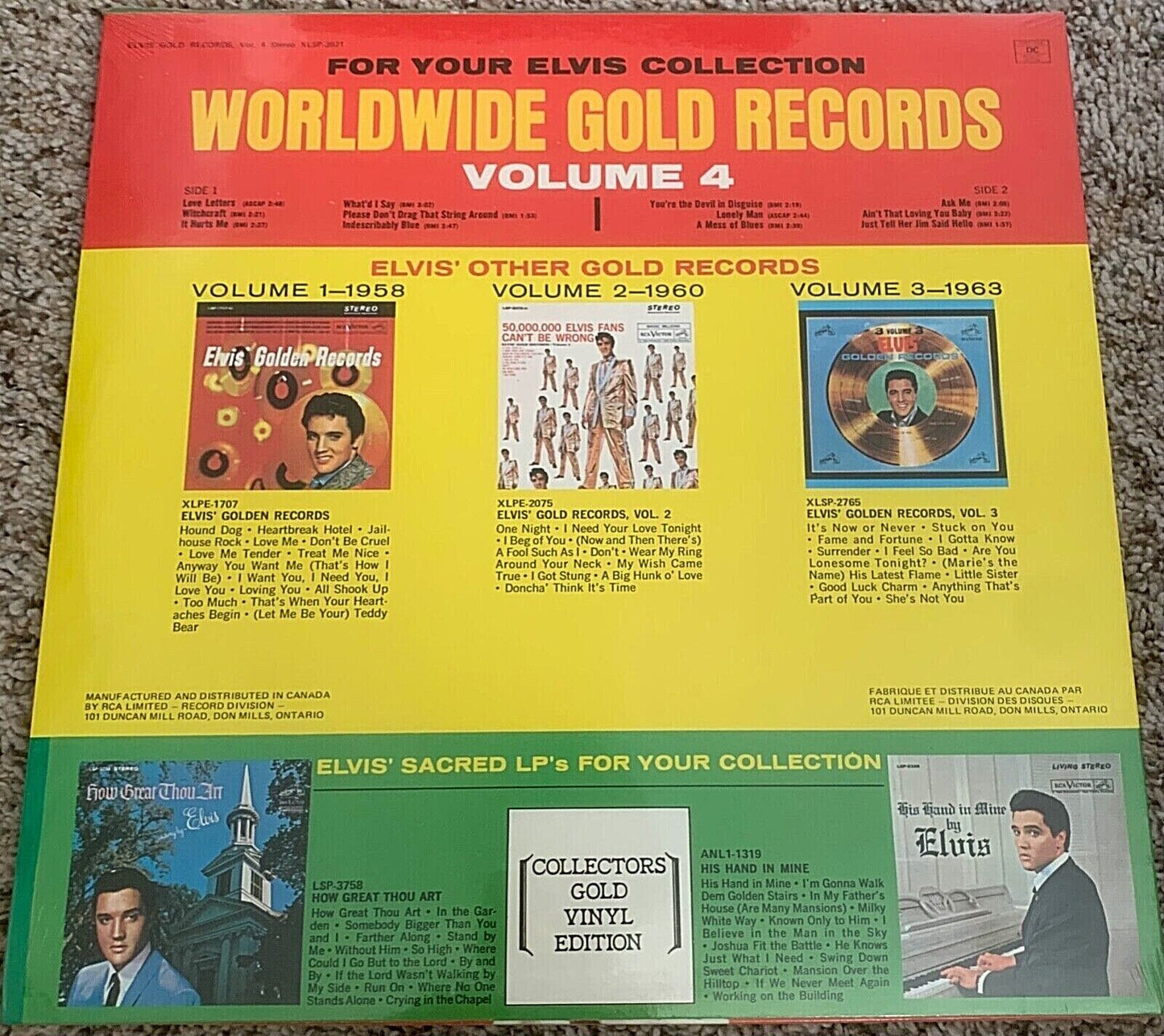 Elvis Presley – Elvis' Gold Records - Volume 4 SEALED Colored Vinyl  LP album