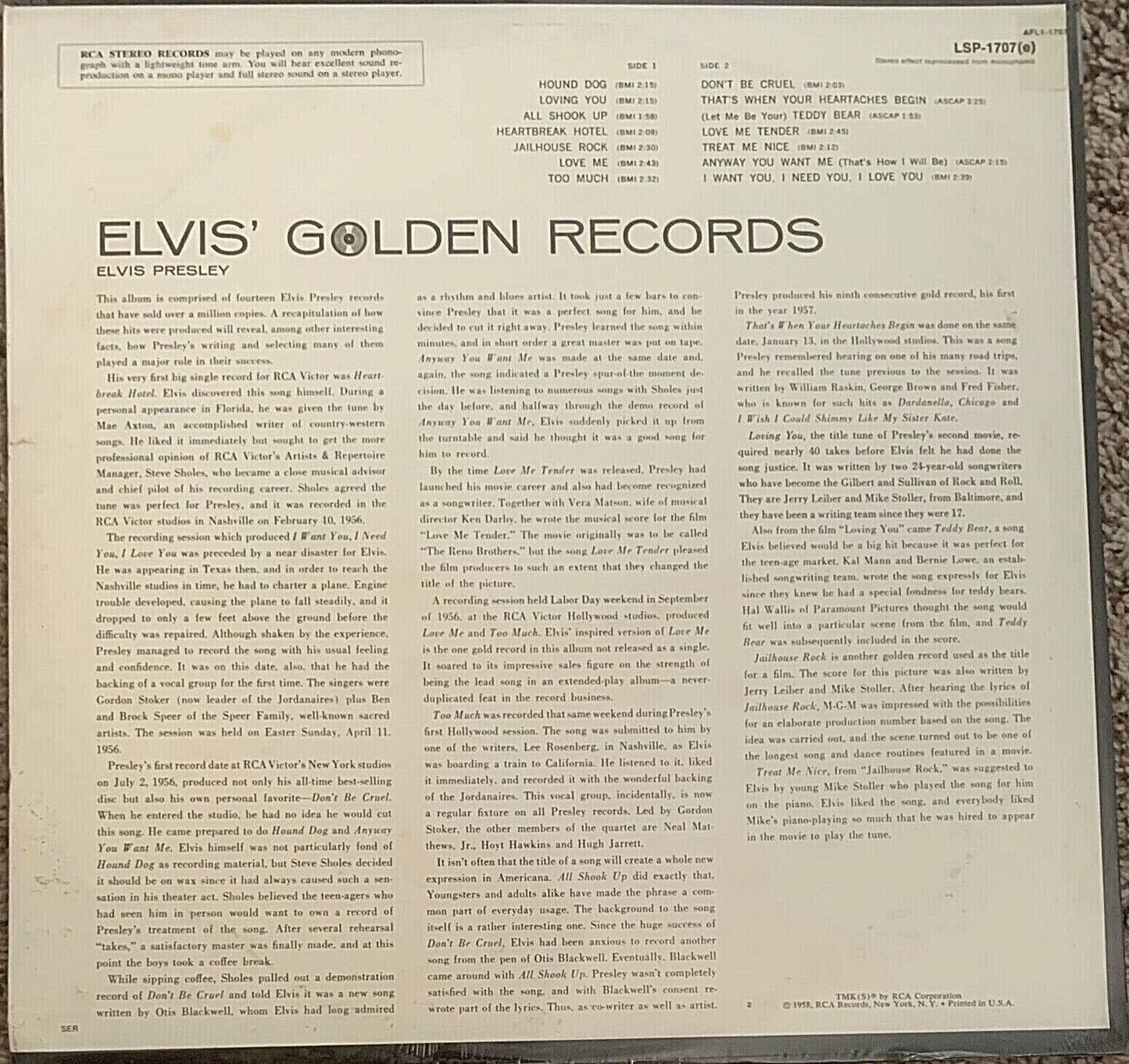 Elvis Presley – Elvis' Golden Records- vinyl SEALED LP album