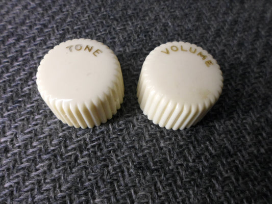 2X Vintage Silvertone Harmony Guitar Knobs Original Cupcake 60's White