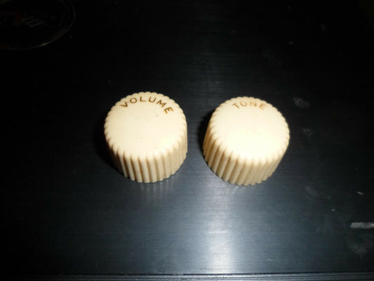 2X Vintage Silvertone Harmony Guitar Knobs Original Cupcake 60's White