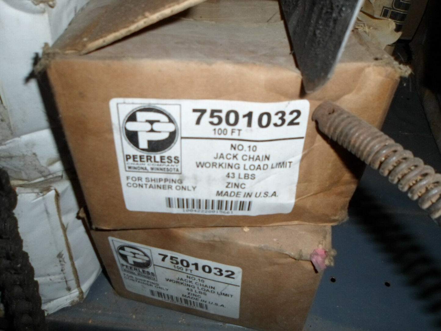 NOS USA made PEERLESS 7501032 Chain,Jack,Twist,100 ft.,43 lb.,Weldless
