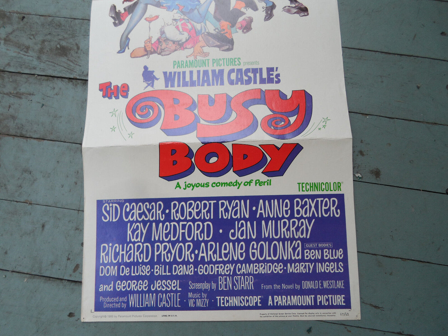 Vintage 1967 Busy Body Movie Poster 14x36