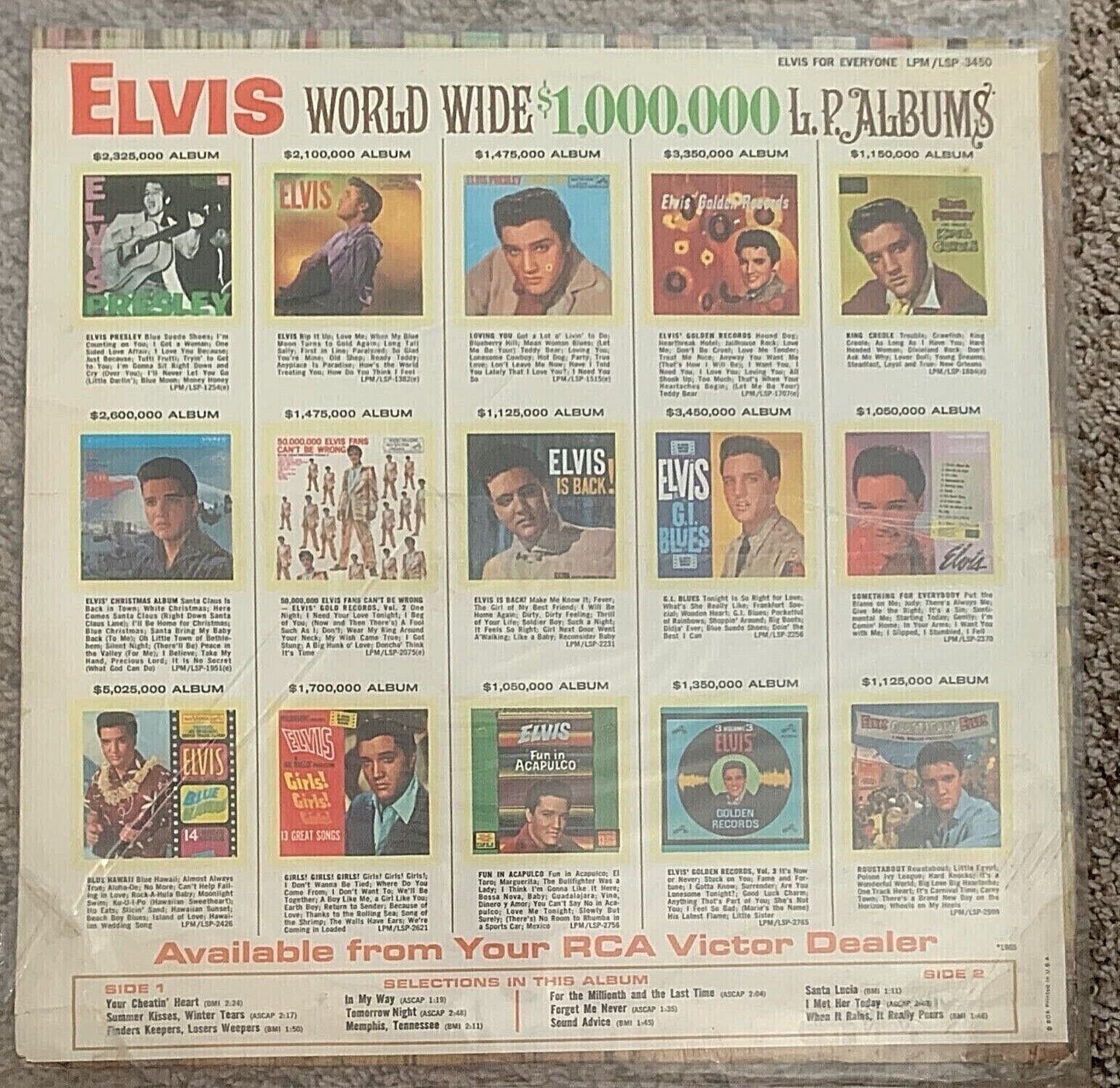 Original Elvis Presley For Everyone ! LP RCA Victor LSP 3450 Stereo SEALED