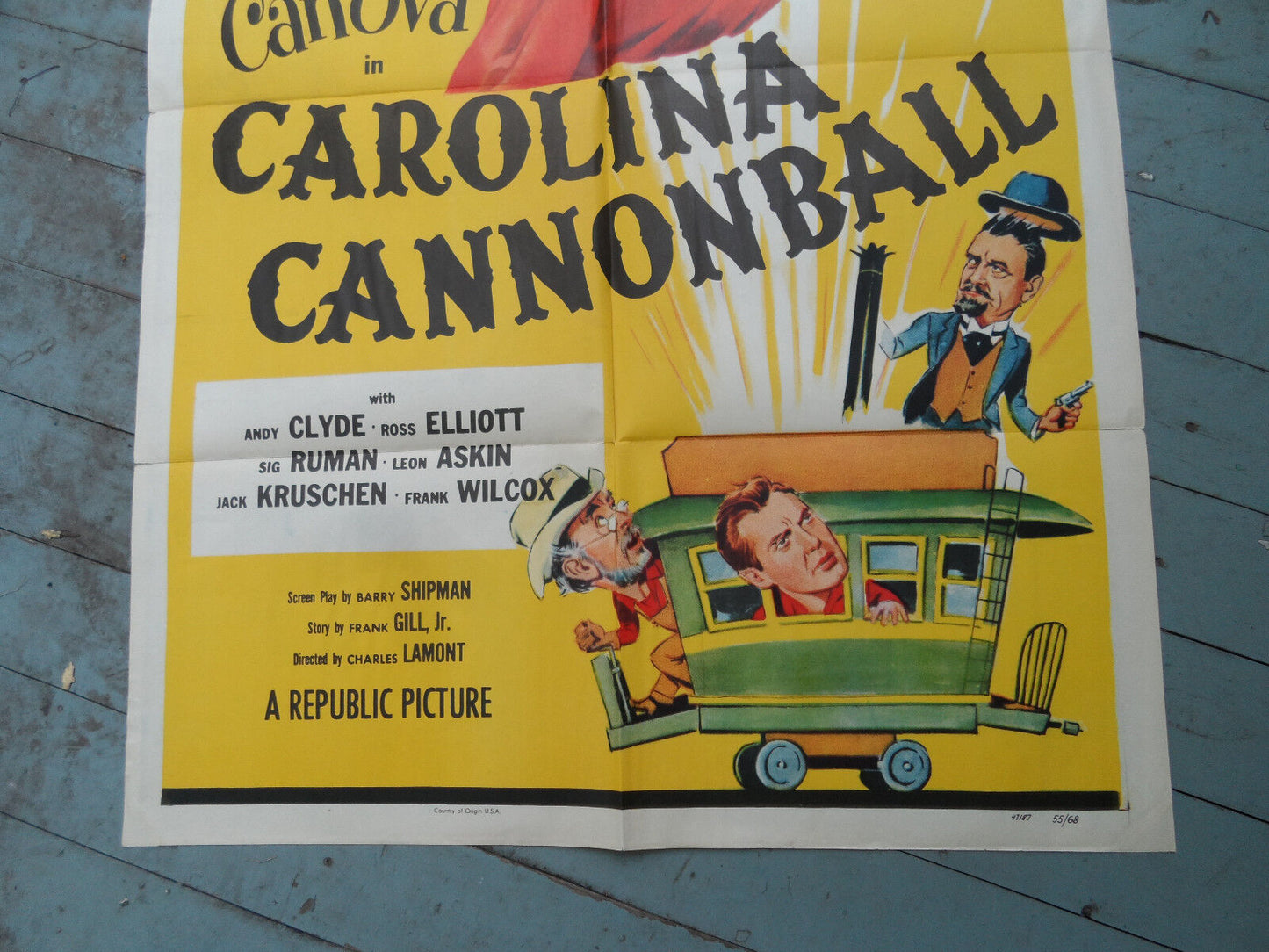 Vintage Original 1955 Carolina Cannonball Judy Canova Movie Poster 27x41