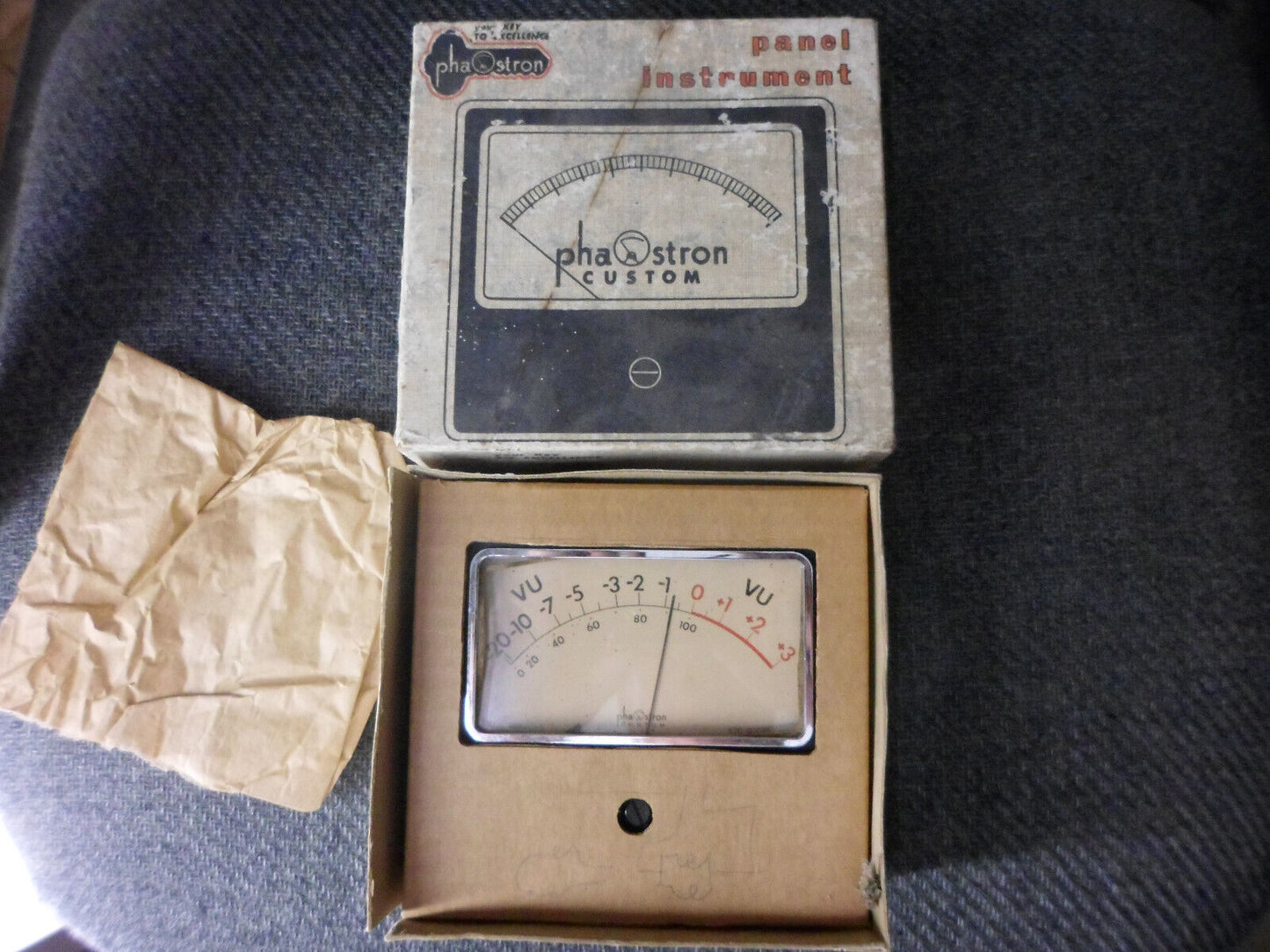 Vintage Phastron Large scale VU meter in excellent condition w/ box NOS NIB