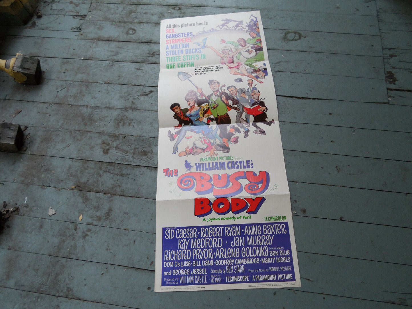 Vintage 1967 Busy Body Movie Poster 14x36